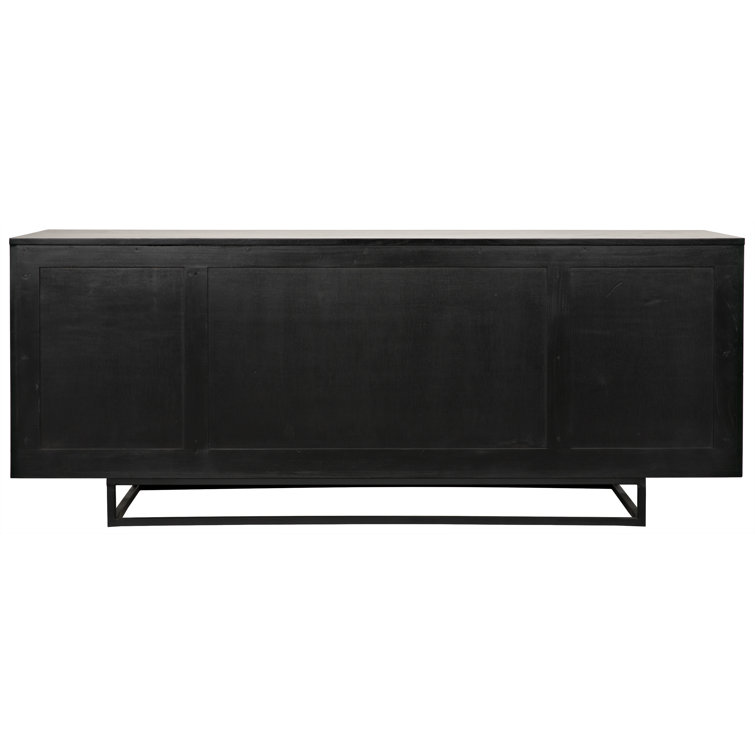 Starburst Carved 76'' Teak and Mahogany Sideboard
