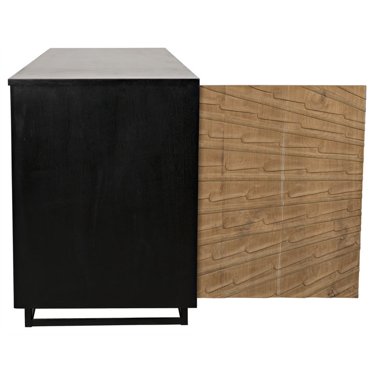 Starburst Carved 76'' Teak and Mahogany Sideboard