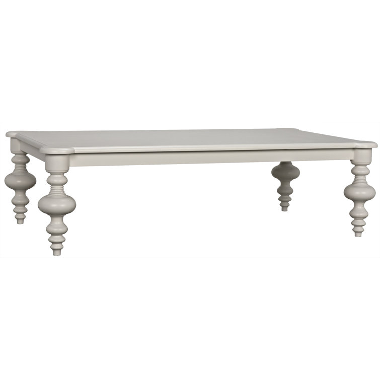 Solid White Rectangular Wood Coffee Table 64"