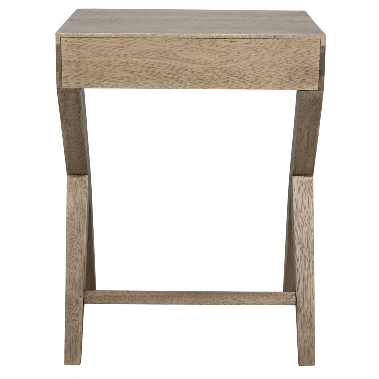 Hendrik Rectangular Washed Walnut Nightstand with Glass Storage