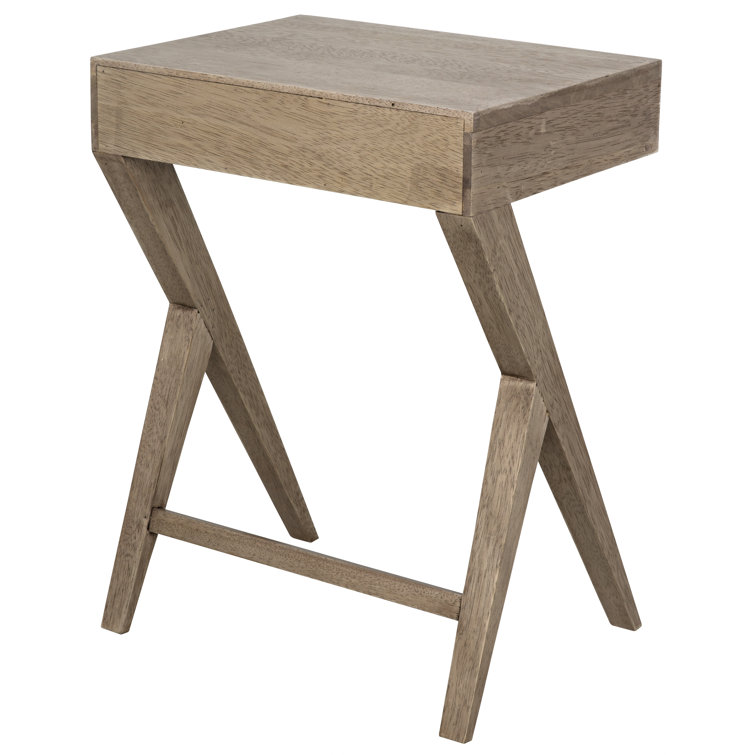 Hendrik Rectangular Washed Walnut Nightstand with Glass Storage