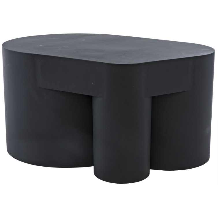 Noir Elegance 35" Matte Black Metal Rectangular Coffee Table