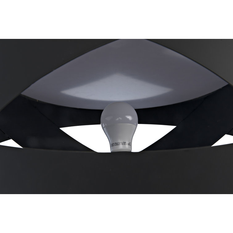 Orion Satellite-Inspired Black Metal Floor Lamp with White Stone Base