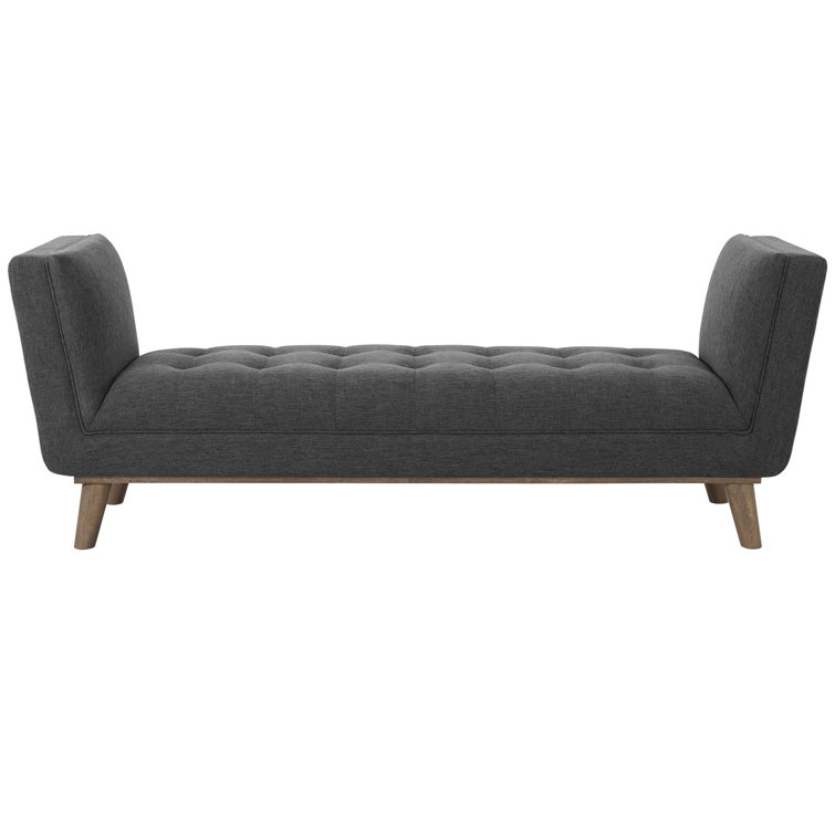 Haven Gray Tufted Upholstered Fabric Accent Bench