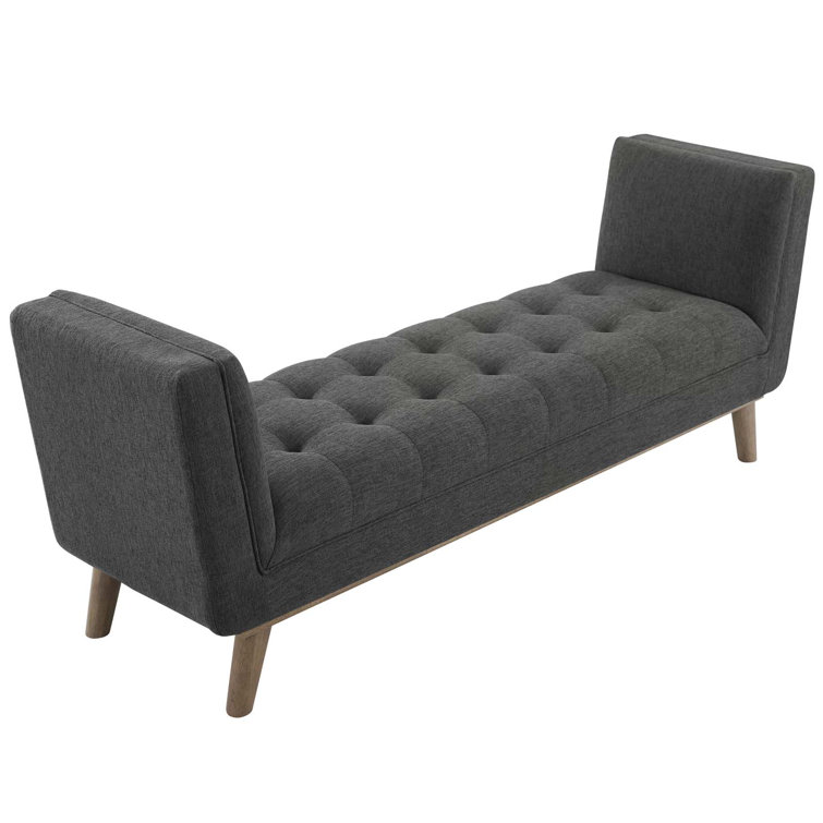 Haven Gray Tufted Upholstered Fabric Accent Bench