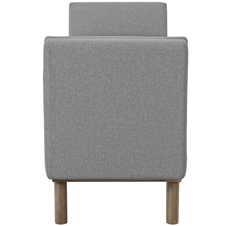 Haven Light Gray Tufted Fabric Mid-Century Accent Bench
