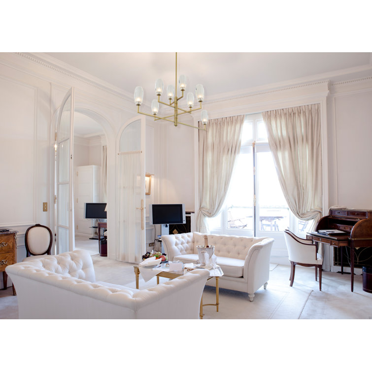 Winter Brass Linear LED Chandelier with Glass Shades