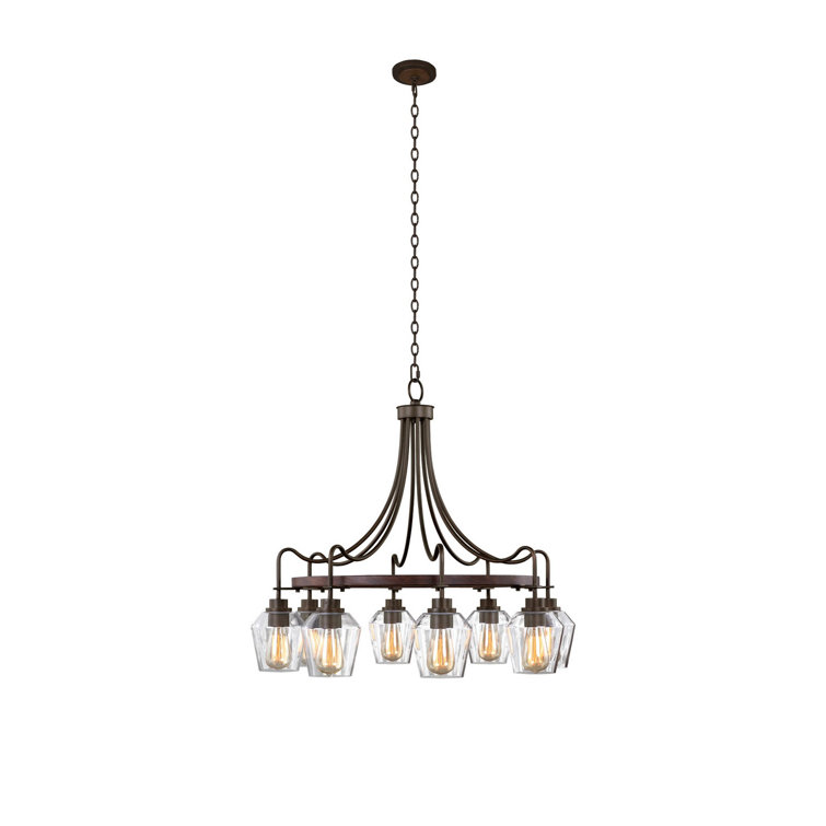 Brownstone Metal and Glass 8-Light Wagon Wheel Chandelier