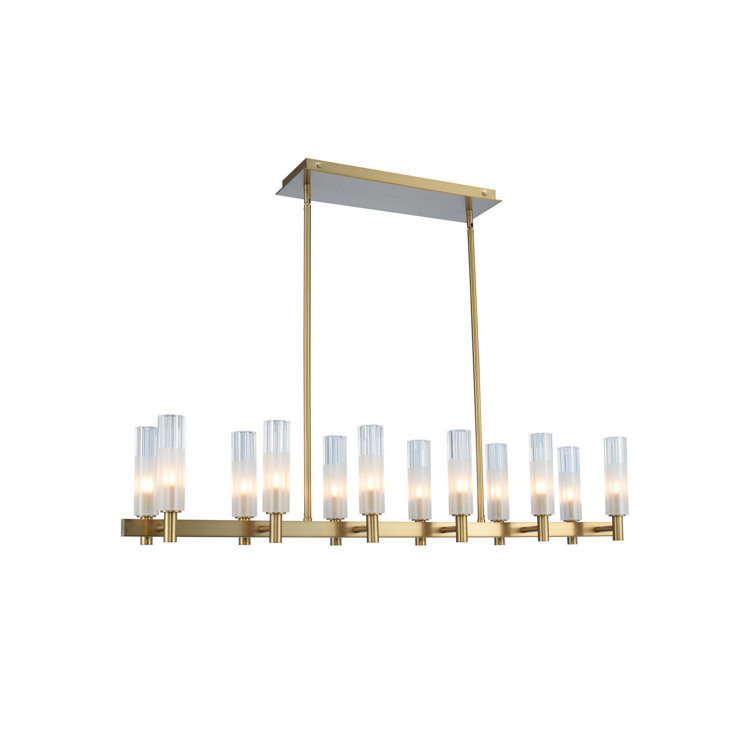 Winter Brass 12-Light Glass Kitchen Island Pendant