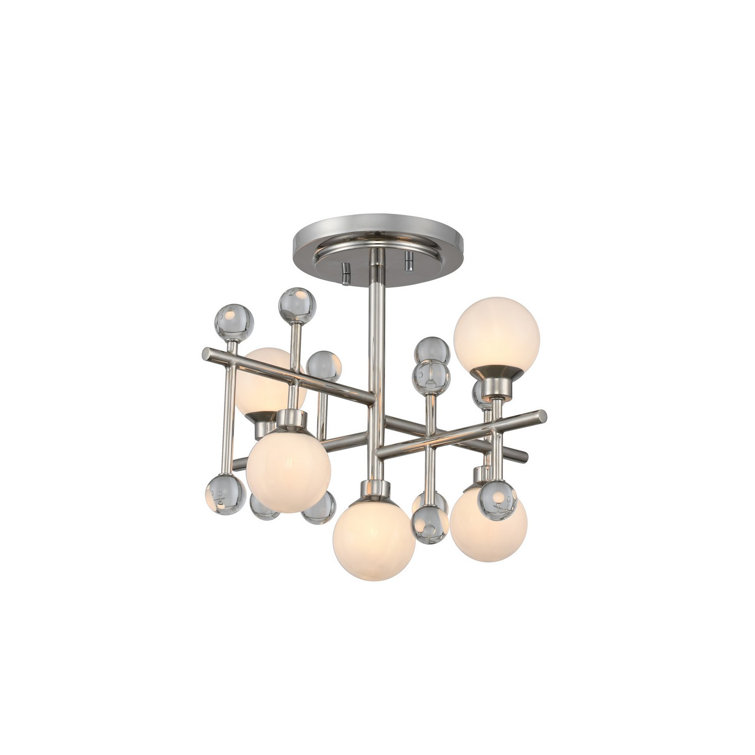 Polished Nickel and Glass LED Semi-Flush Mount Light