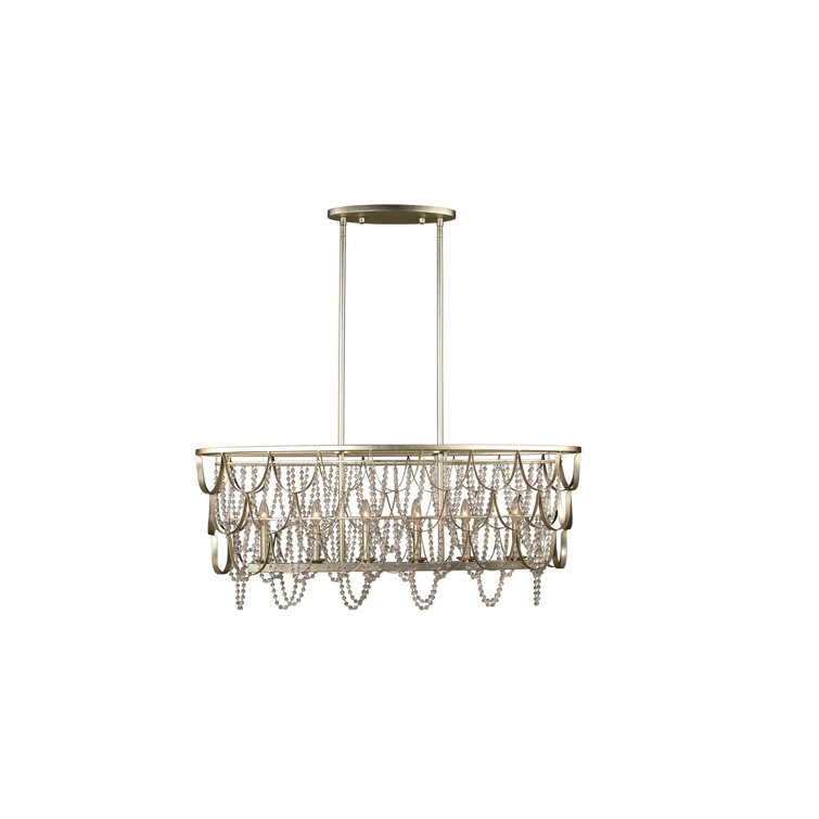 Champagne Silver Leaf Crystal 6-Light Outdoor Chandelier