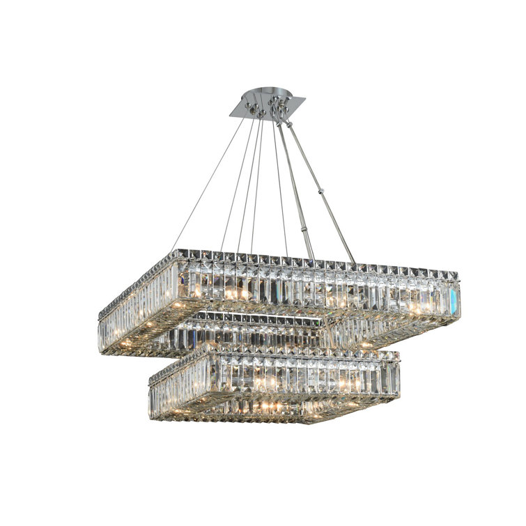 Chrome and Crystal 20-Light Tiered Chandelier