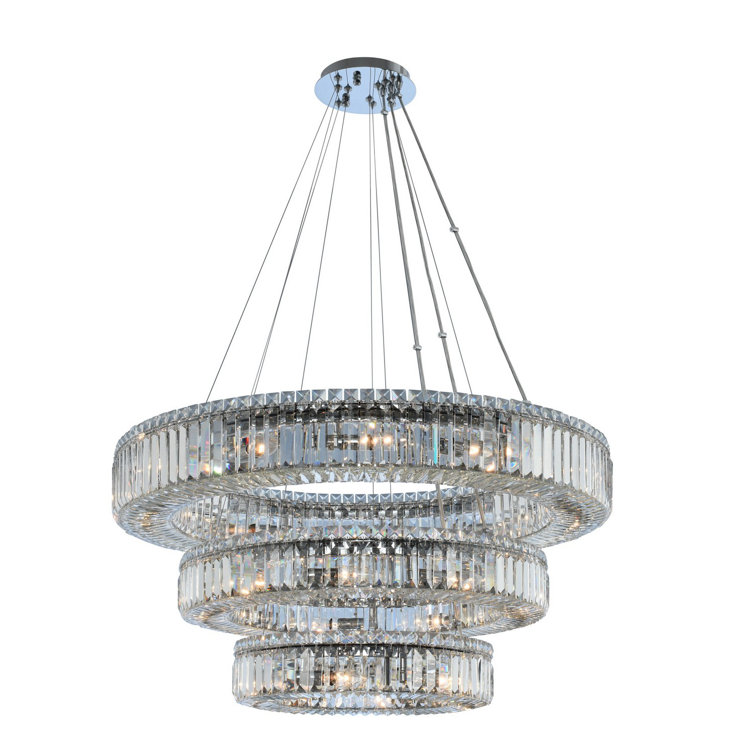 Rondelle 27-Light Chrome and Crystal Tiered Chandelier