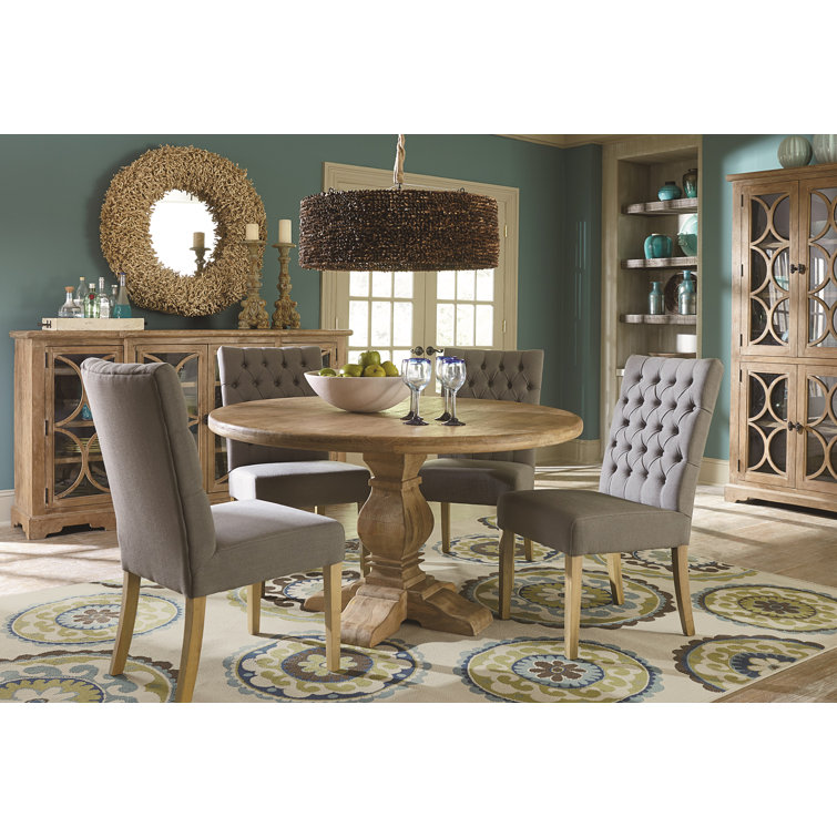 San Rafael 72" Round Natural Mango Wood Pedestal Dining Table