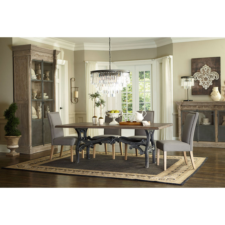 High Parsons Upholstered Linen Side Chair in Warm Gray