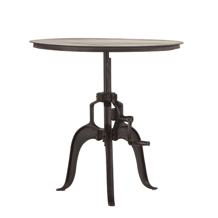 Artezia Adjustable Crank Iron Side Table with Round Top