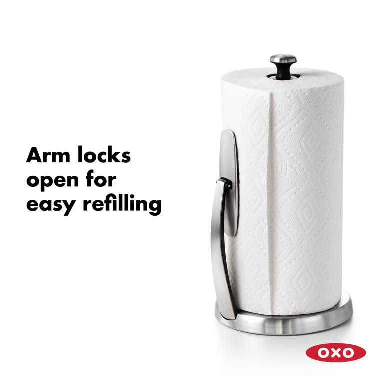 Stainless Steel and Black Freestanding Paper Towel Holder