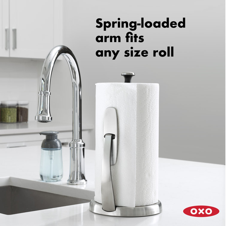 Stainless Steel and Black Freestanding Paper Towel Holder