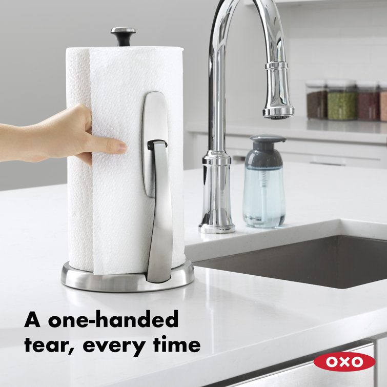 Stainless Steel and Black Freestanding Paper Towel Holder