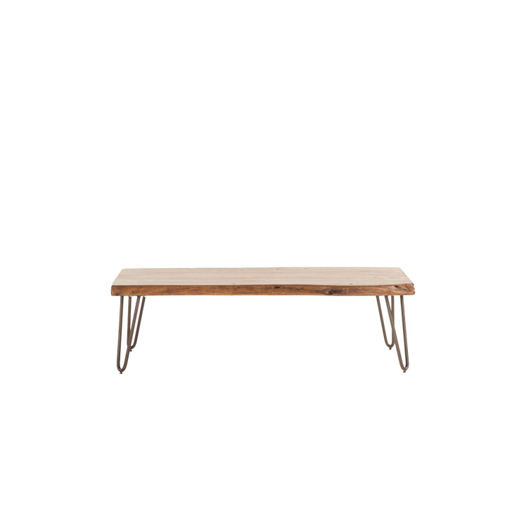 Grandby Industrial Brown Rectangular Coffee Table with Hairpin Legs