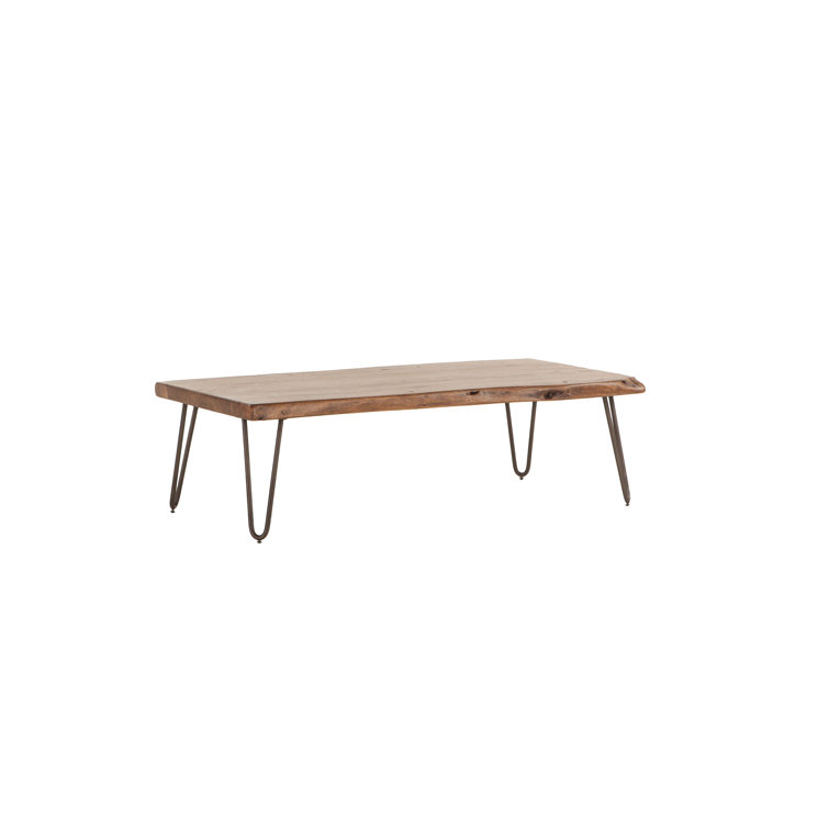Grandby Industrial Brown Rectangular Coffee Table with Hairpin Legs