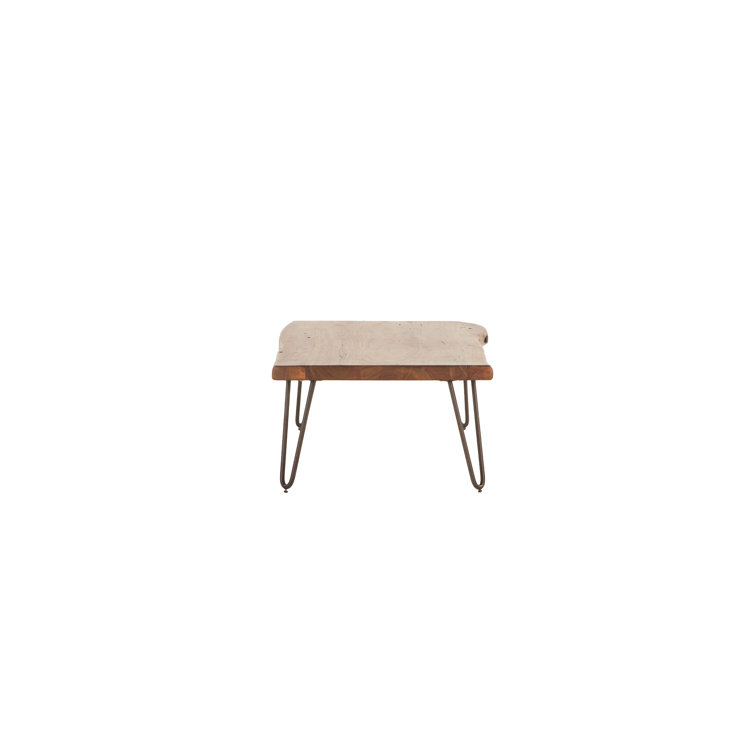 Grandby Industrial Brown Rectangular Coffee Table with Hairpin Legs
