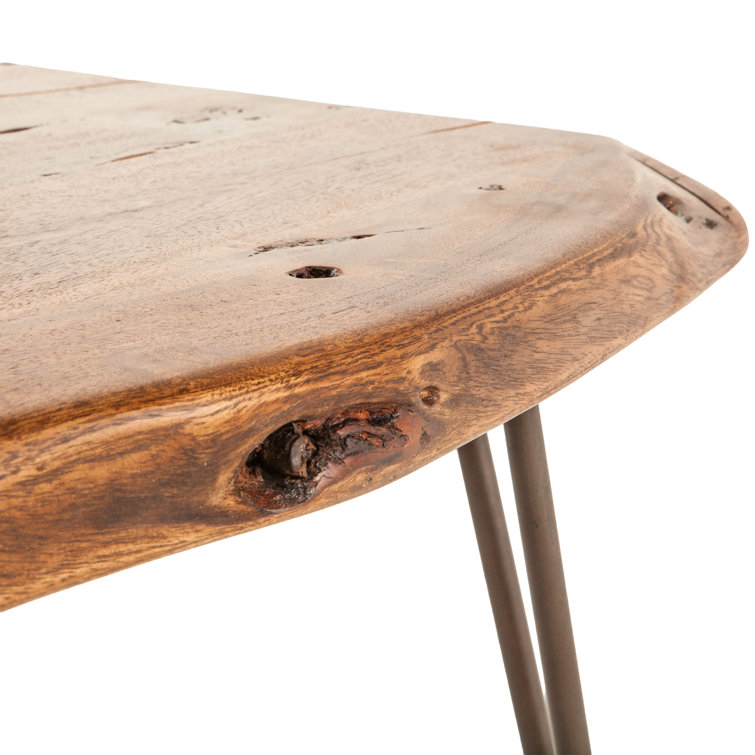 Grandby Industrial Brown Rectangular Coffee Table with Hairpin Legs