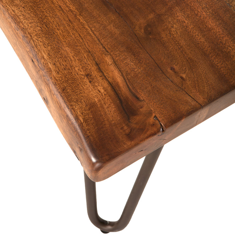 Grandby Industrial Brown Rectangular Coffee Table with Hairpin Legs