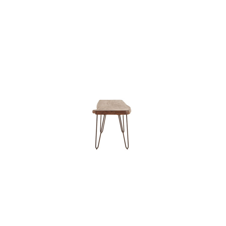 Grandby Industrial Live Edge 54" Walnut Bench with Bronze Hairpin Legs