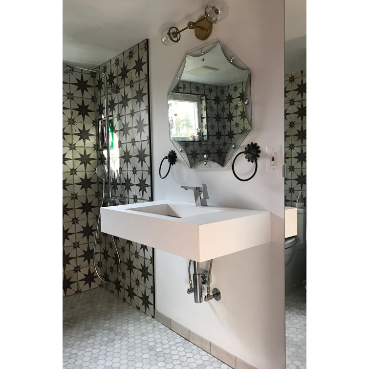 Pyramid 36" Matte White Solid Surface Wall-Mount Bathroom Sink