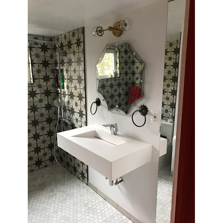 Pyramid 36" Matte White Solid Surface Wall-Mount Bathroom Sink