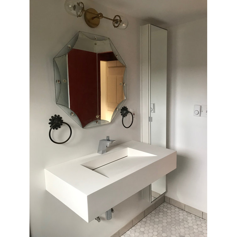 Pyramid 36" Matte White Solid Surface Wall-Mount Bathroom Sink