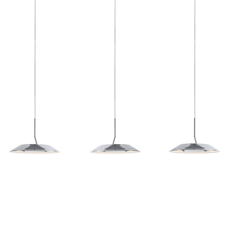 Royyo Sleek Modern 3-Light LED Linear Pendant in Chrome and Matte White