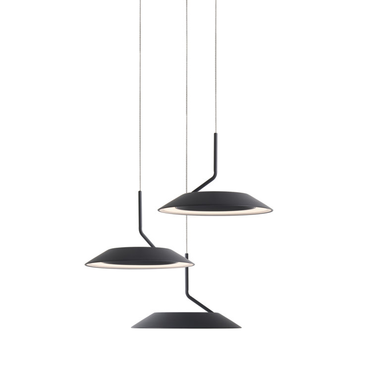 Matte Black Aluminum 3-Light LED Indoor/Outdoor Pendant
