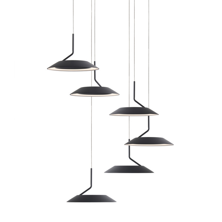 Royyo Matte Black 6-Light LED Energy-Efficient Aluminum Pendant
