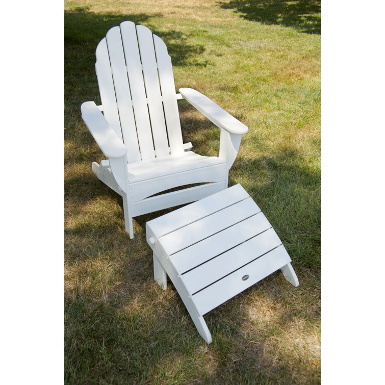 White HDPE Classic Adirondack Chair with Ottoman