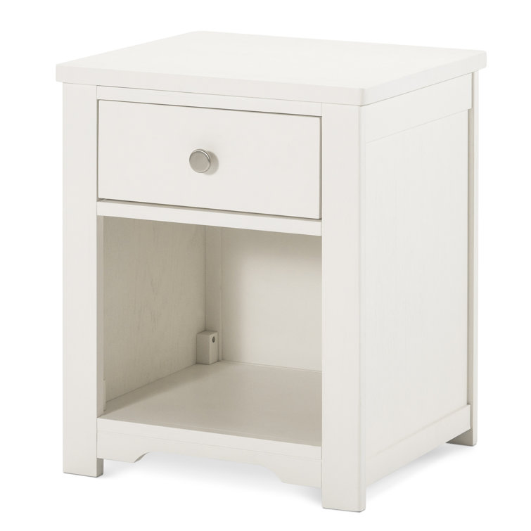 Harmony Brushed Cotton 1-Drawer Nightstand with Open Shelf