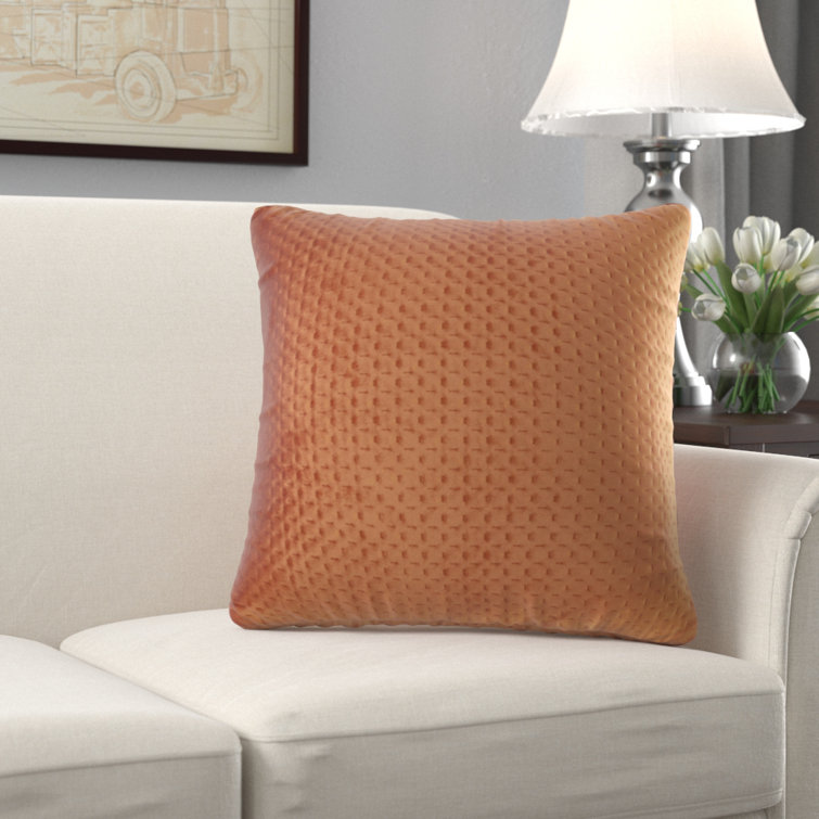 Beige Pinsonic Velvet 22" Square Throw Pillow