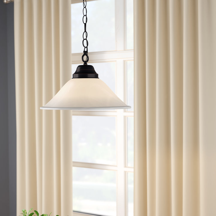 Mini Alabaster Glass & Oil-Rubbed Bronze Pendant Light