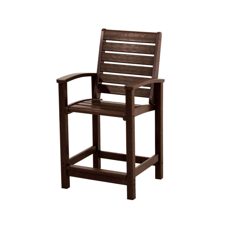 Sleek Mahogany POLYWOOD Signature 34" Outdoor Counter Chair