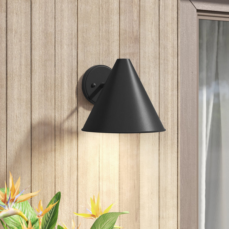 Black Aluminum Mid-Century Modern Outdoor Wall Sconce