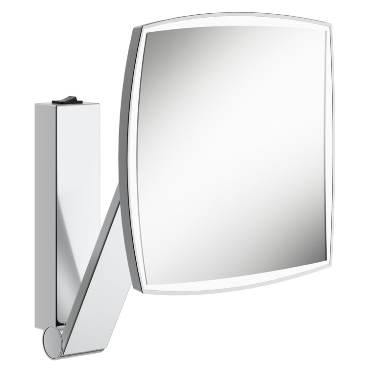 Square Brushed Bronze LED Vanity Mirror with 5x Magnification