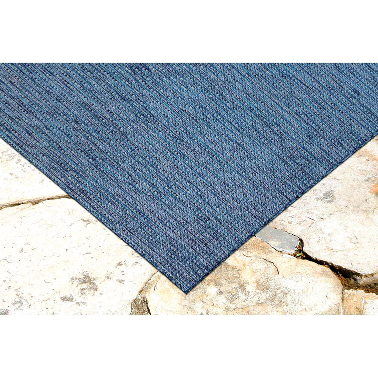 Navy Blue Synthetic Flat Woven Indoor/Outdoor Area Rug