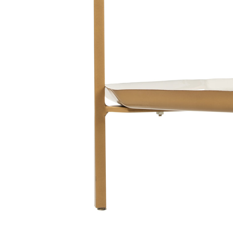 Contemporary White and Brass 5-Tier Etagere Bookshelf