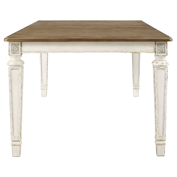 Chipped White & Distressed Wood Extendable Dining Table