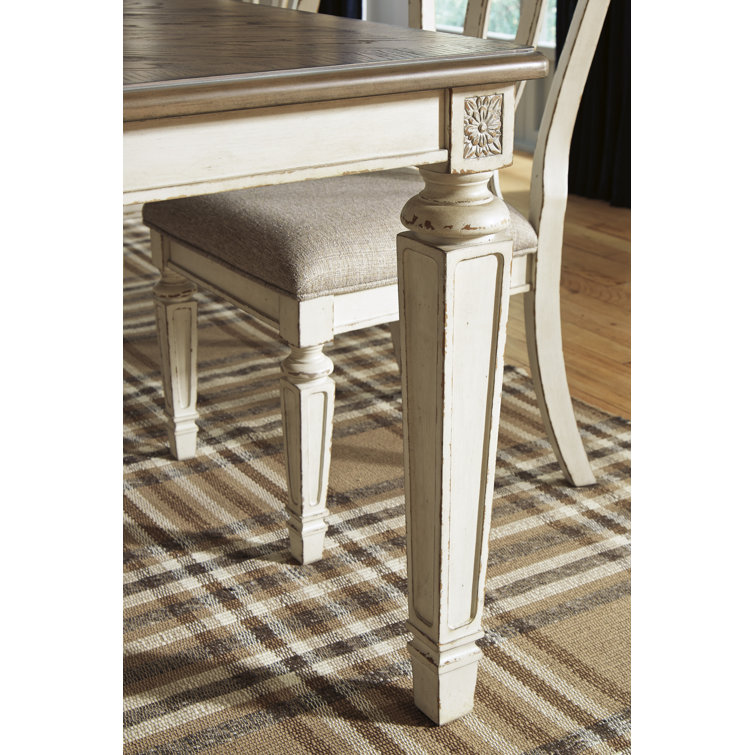 Chipped White & Distressed Wood Extendable Dining Table