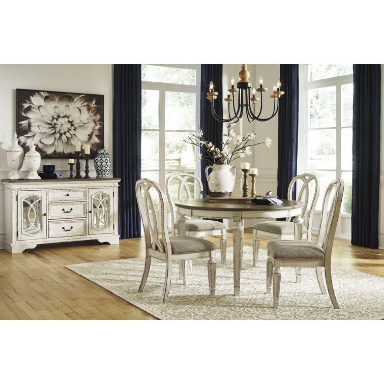 Realyn Oval Extendable Brown and White Wood Dining Table