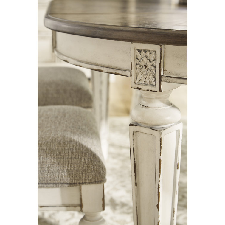 Realyn Oval Extendable Brown and White Wood Dining Table