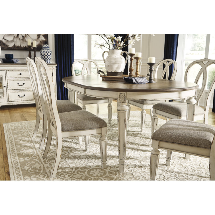 Realyn Oval Extendable Brown and White Wood Dining Table