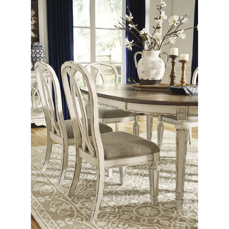 Realyn Oval Extendable Brown and White Wood Dining Table